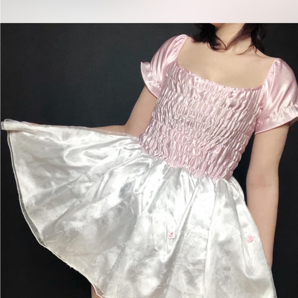 Pink and White Satin Dress